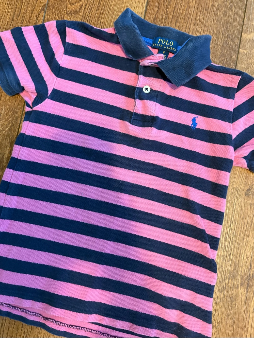 Polo by Ralph Lauren Pink & Navy Striped Kids Polo Shirt